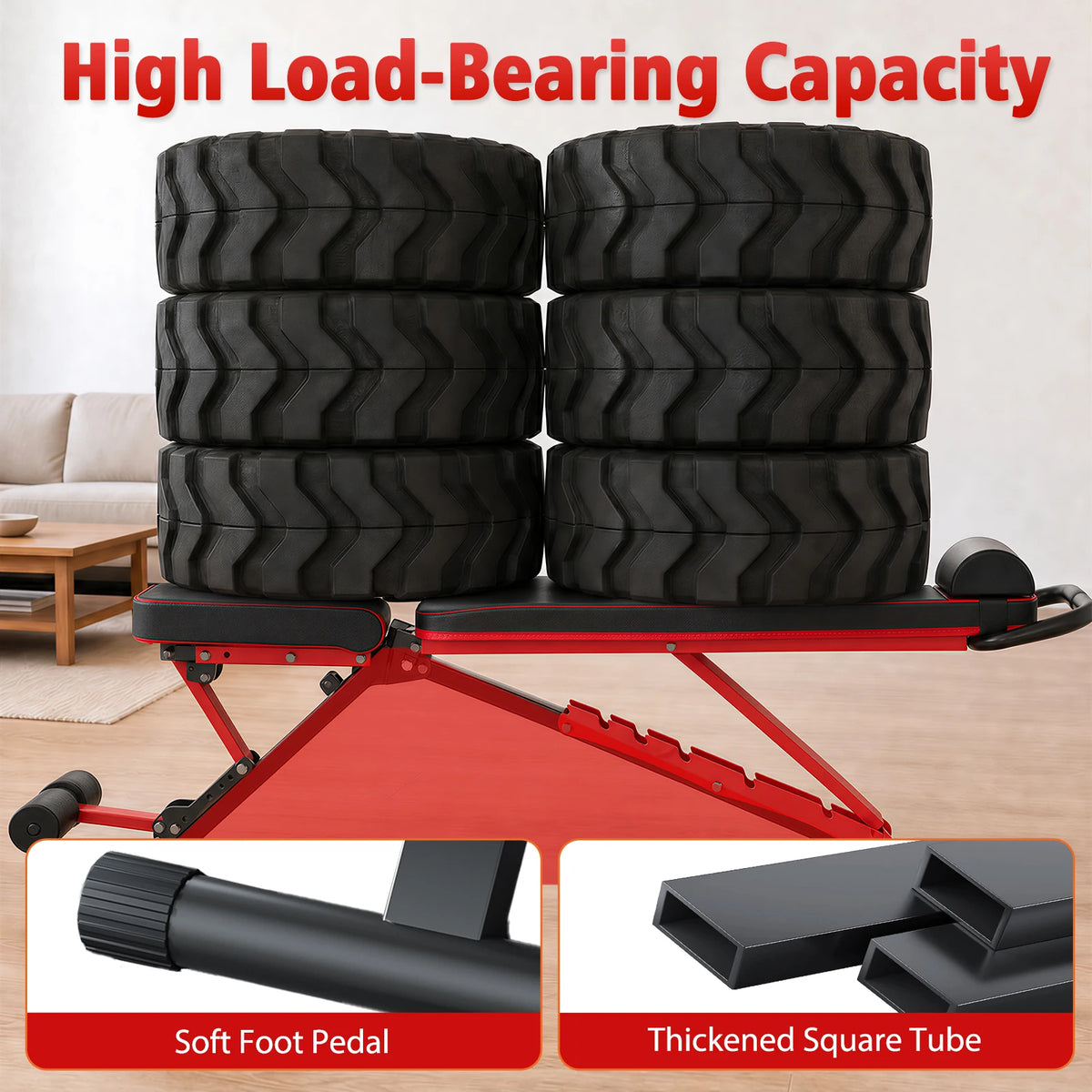 Foldable Weight Bench With Adjustable Backrest And Resistance Bands