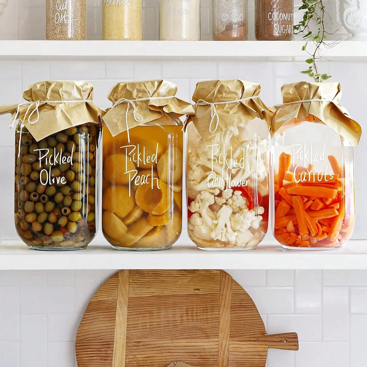 Airtight Wide Mouth Glass Food Storage Jars With Measurement Marks
