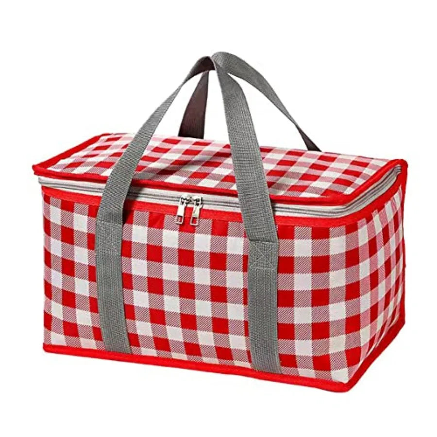 Insulated Picnic Cooler Bag - Zippe Top, Keeps Hot or Cold - Perfect for Picnics, Beach, Food Delivery and Outdoor 13.8x7.9x7.9