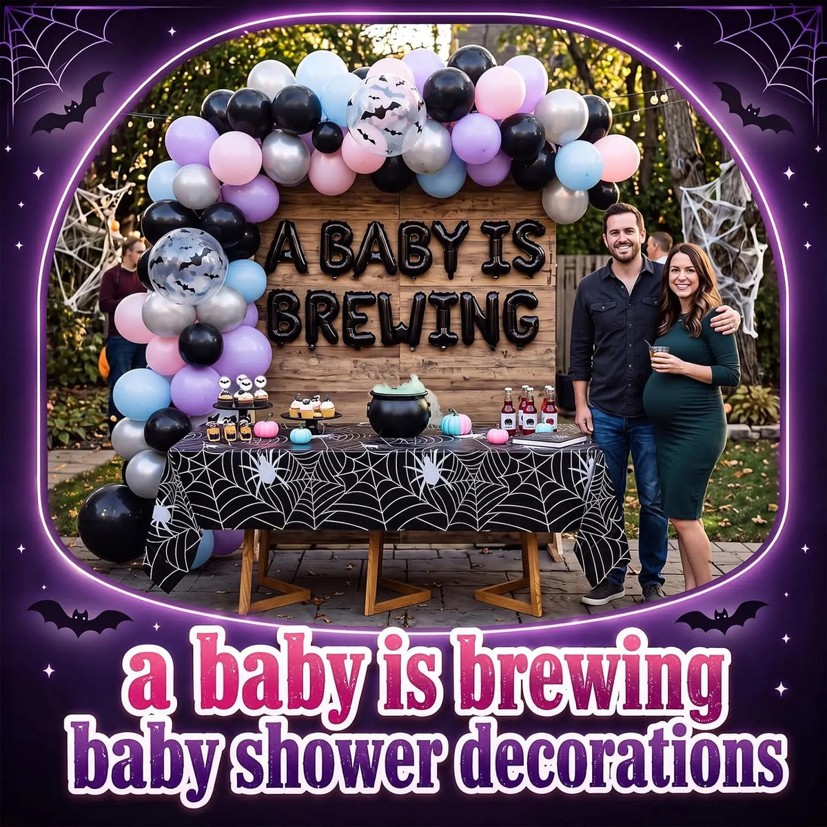 Halloween Gender Reveal Baby Shower Decorations Kit With Balloon Garland