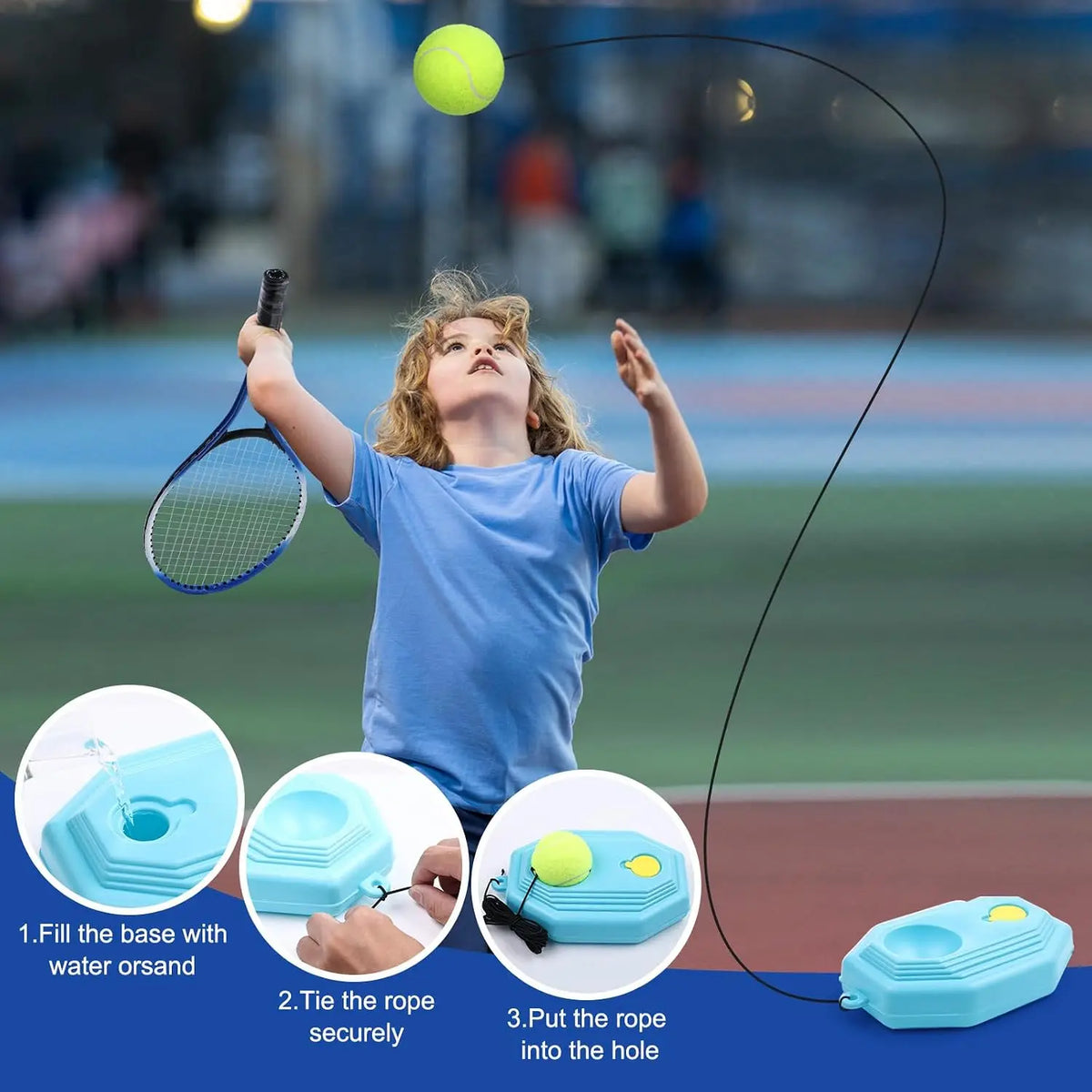Kids 7 Tennis Racket Set With Trainer And Rebound Balls