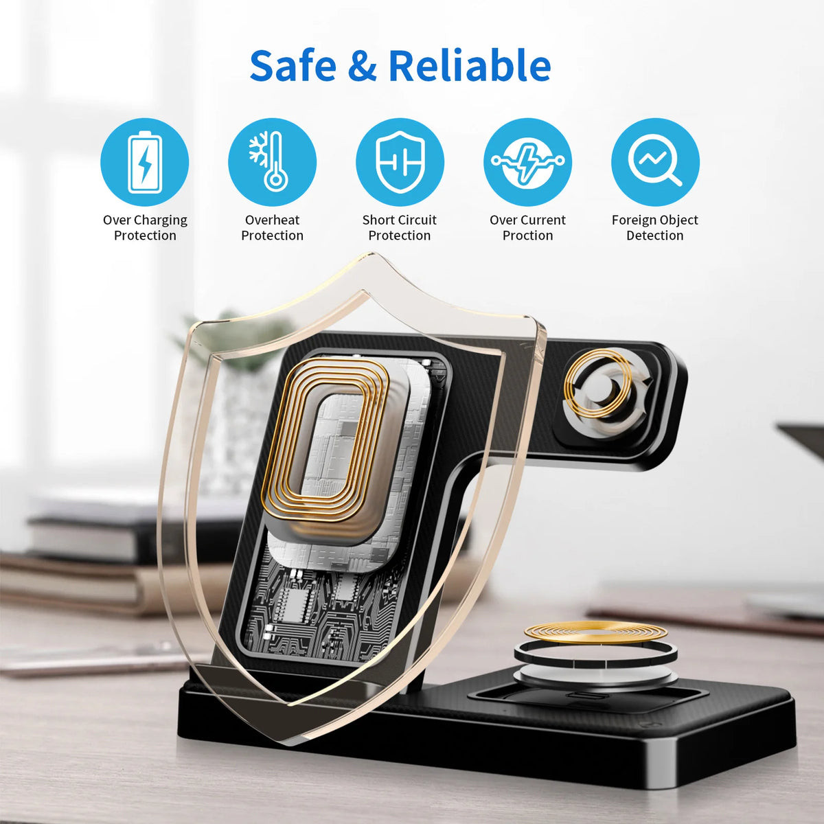 Triple Foldable Magnetic Wireless Charging Station for iPhone Watch AirPods
