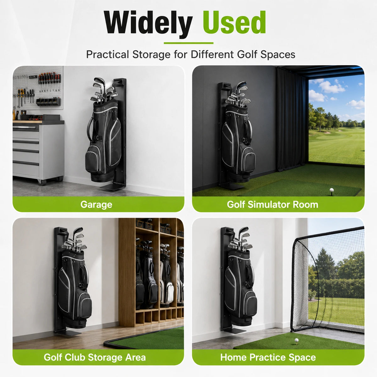 Heavy Duty Adjustable Steel Golf Bag Wall Mount Rack