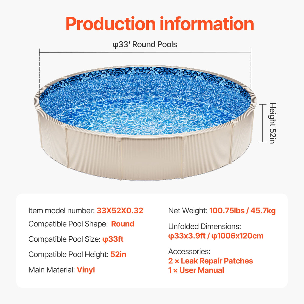 SucceBuy Swimming Pool Liner Replacement Vinyl Overlap Style