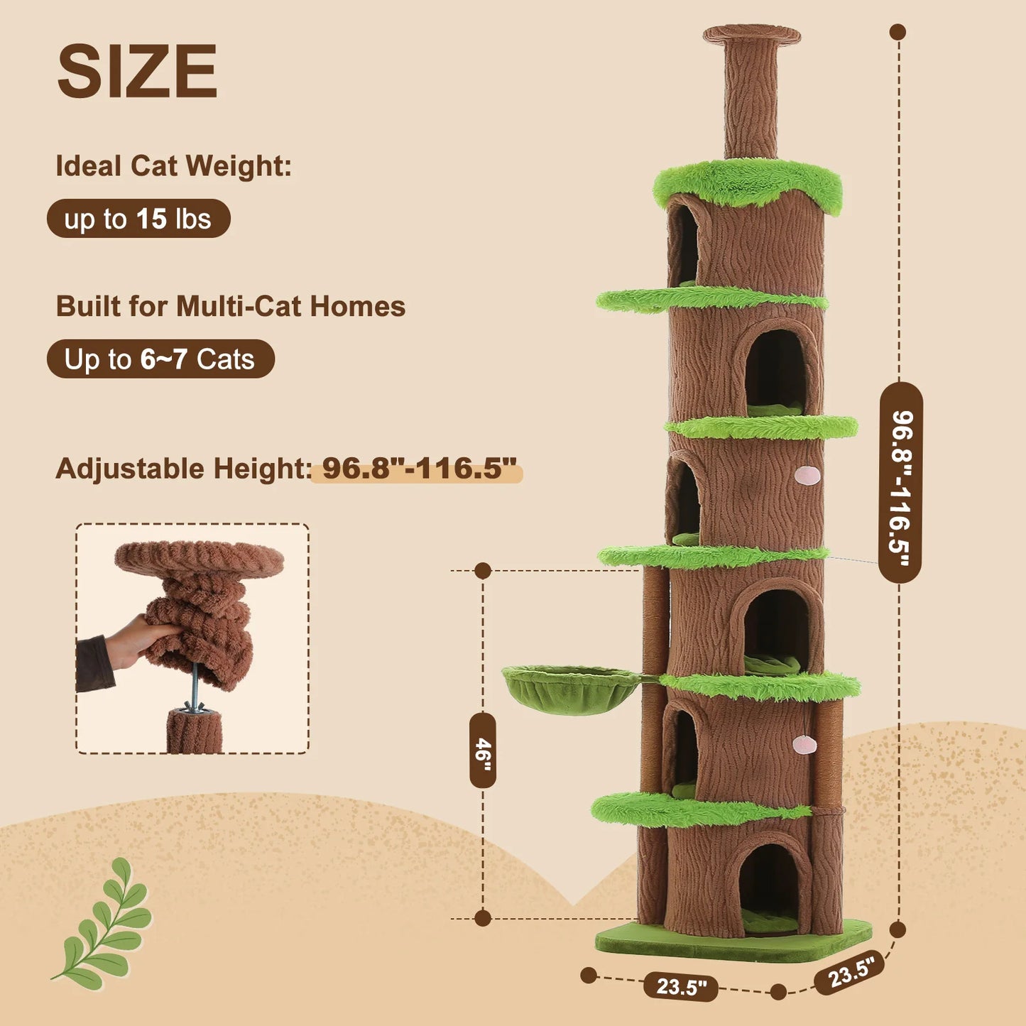 PAWZ Road Floor To Ceiling Cat Tower With Sisal Posts