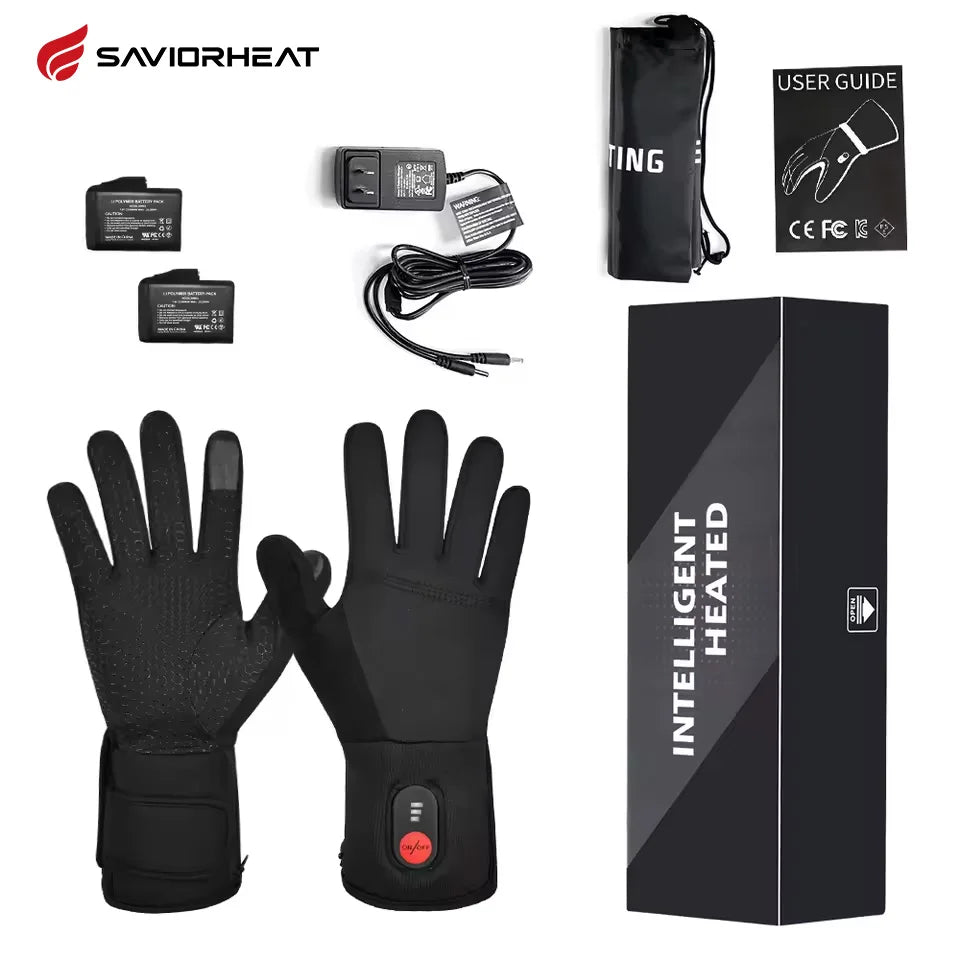 Savior Heated Gloves Electric Skiing Winter Warm Support Touch Screen Glove Men Women Snowboarding Thermal Skiing Liner Outdoor