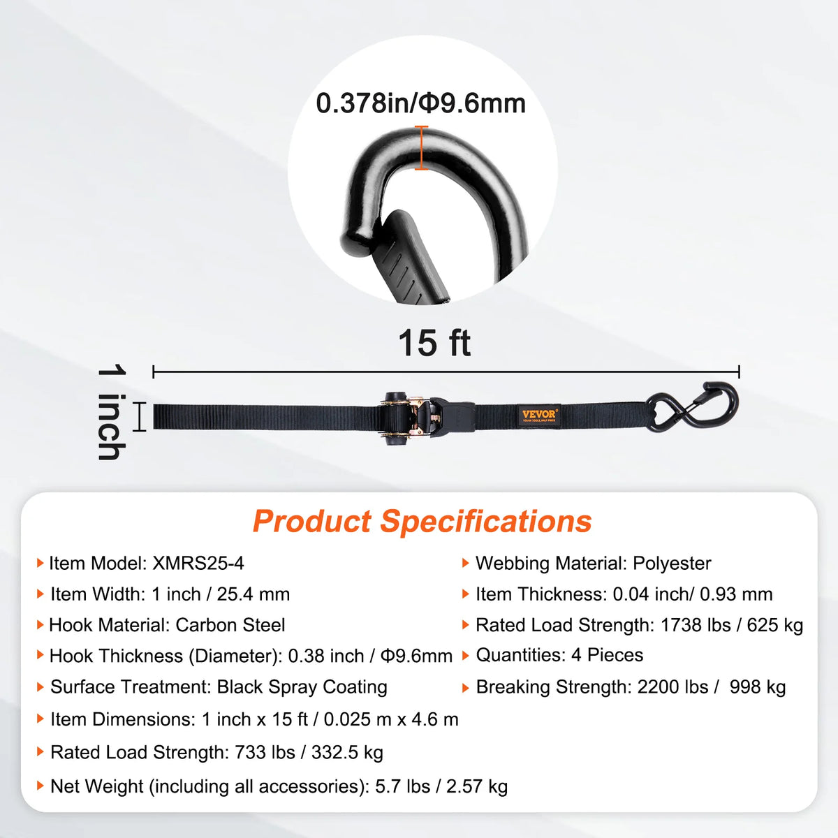 SucceBuy Trailer Ratchet Tie Down Straps For Secure Cargo