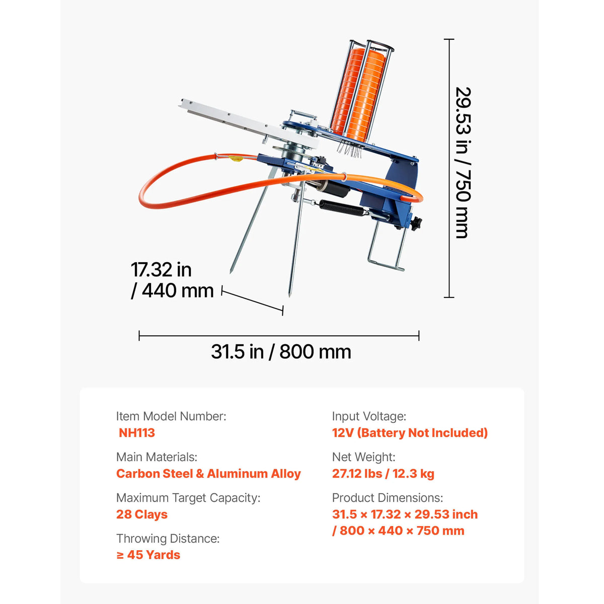 SucceBuy Clay Target Thrower Max 28/50 Clays Pigeon Thrower with Adjustable Angle & Foot Pedal for Clay Throwing Shooting Sports