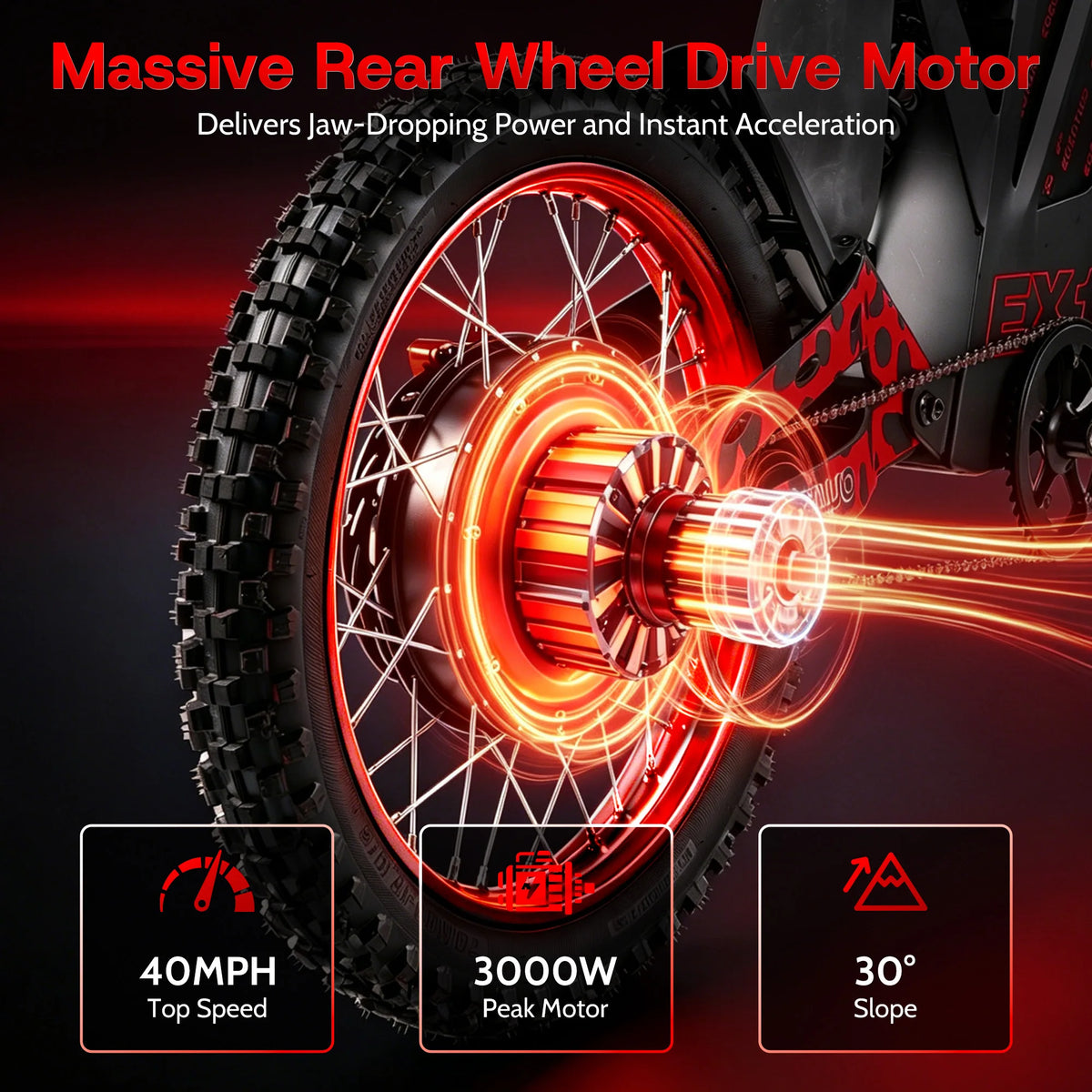 Electric Dirt Bike, 3000W 40MPH Electric-Motorcycle with 48V25AH Battery Ebike, Hydraulic Brakes & Full Suspensions Mountain Off-Road E Dirt Bike,for Teens & Adults
