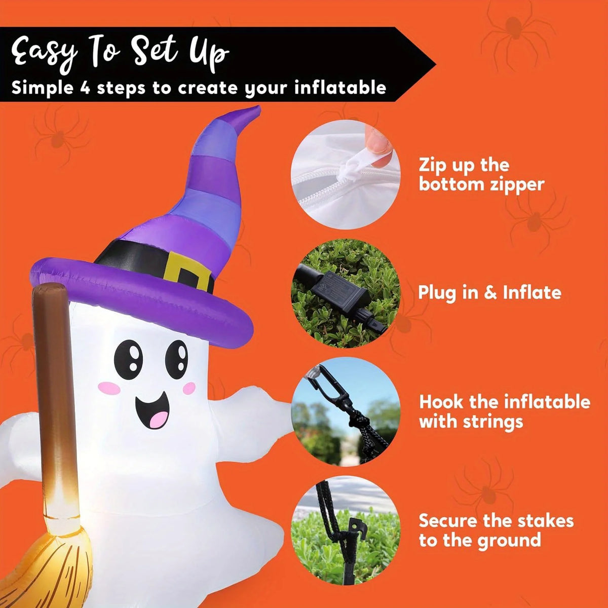 Joyfy LED Ghost Outdoor Inflatable Halloween Seasonal Yard Decor