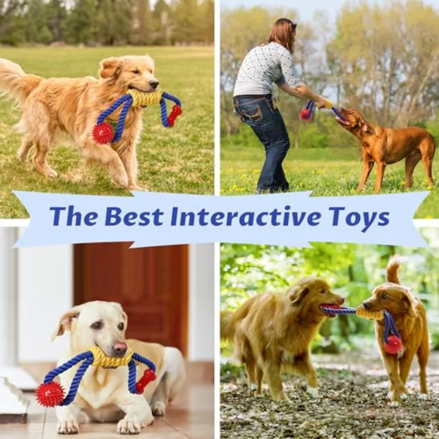 Interactive Dog Rope Tug Toys, Durable Chew Toys For Dogs