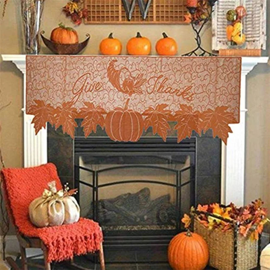 Thanksgiving Pumpkin Lace Fireplace Scarf And Table Runner