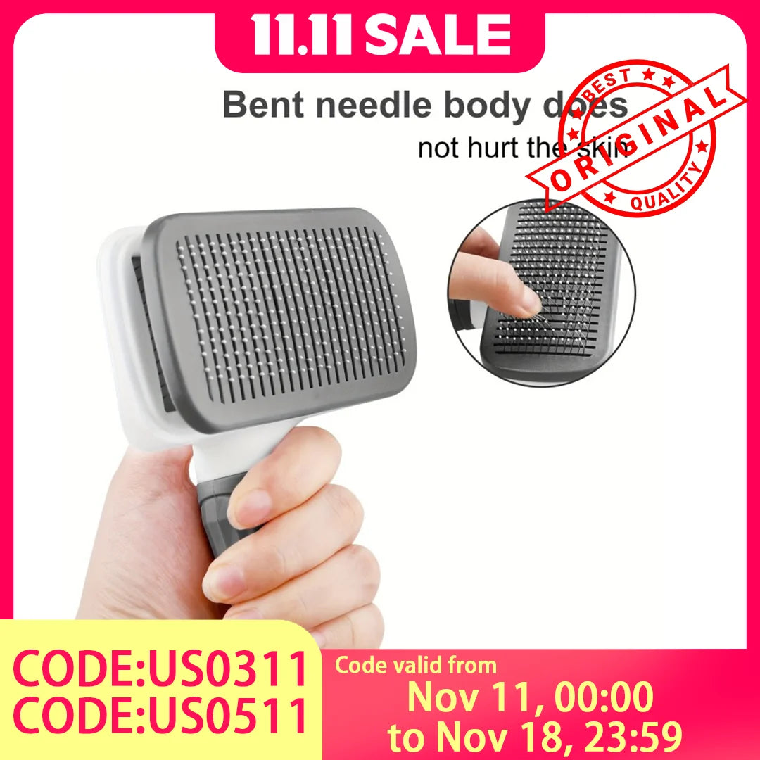 2 In 1 Grooming Brush, Massaging Deshedder With Easy Cleanup