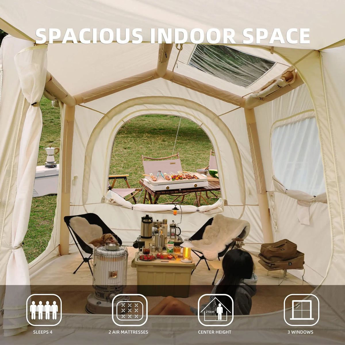 Inflatable Tents for Camping suv tent Easy Setup Inflatable Tent Waterproof Air Glamping Tents for Camping Adult 4/6/8 Person