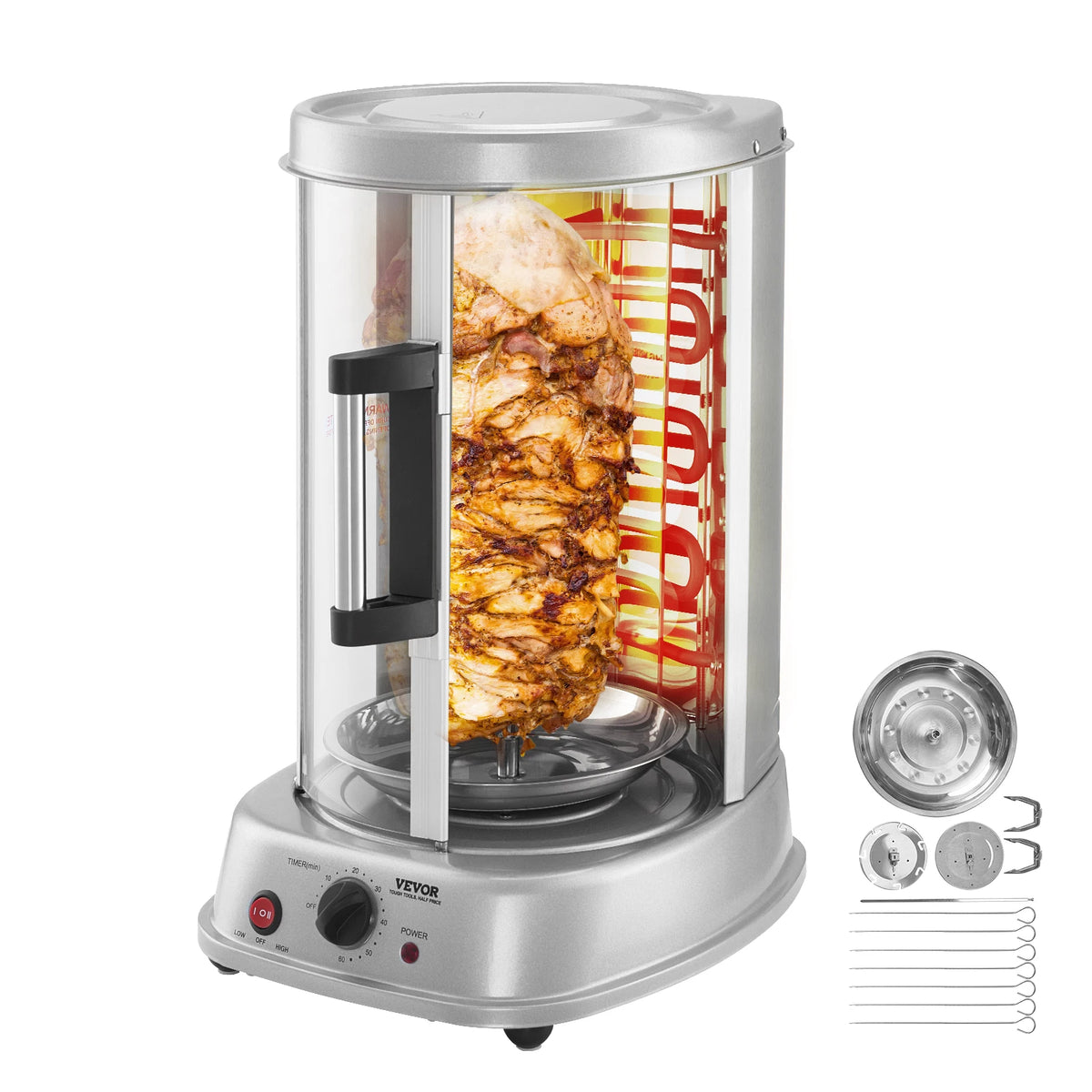 SucceBuy Electric Vertical Shawarma Grill Rotisserie Cooker for Chicken Gyro