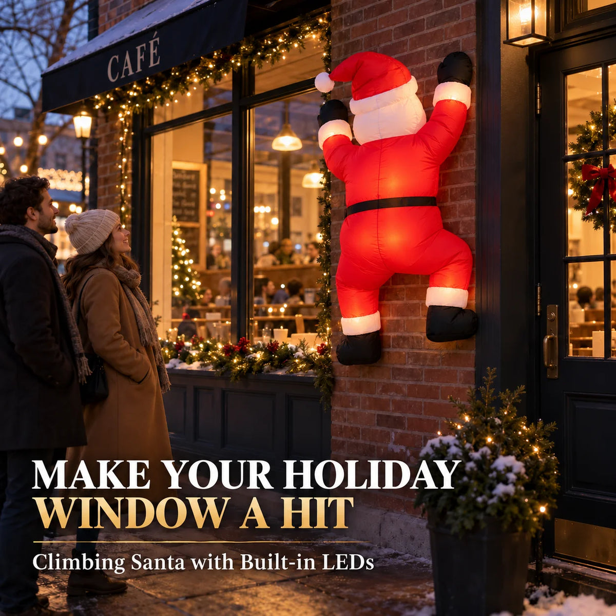 Inflatable Climbing Santa Claus Christmas Decoration with LED Lights
