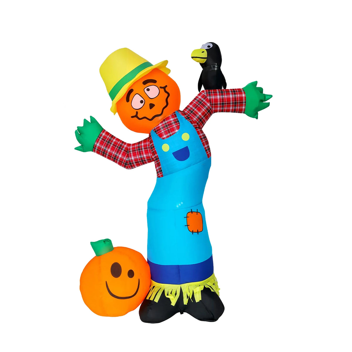 HiMISS Halloween Pumpkin Scarecrow Inflatable Outdoor Decor With LED Lights