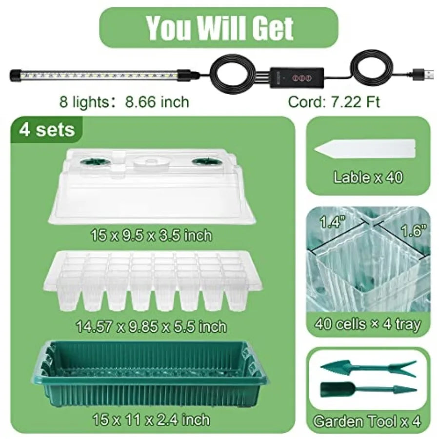 Indoor Led Grow Light Seed Starter Tray With Humidity Dome