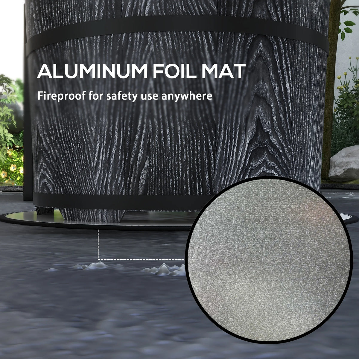 Outsunny Smokeless Wood Fire Pit With Protective Mat