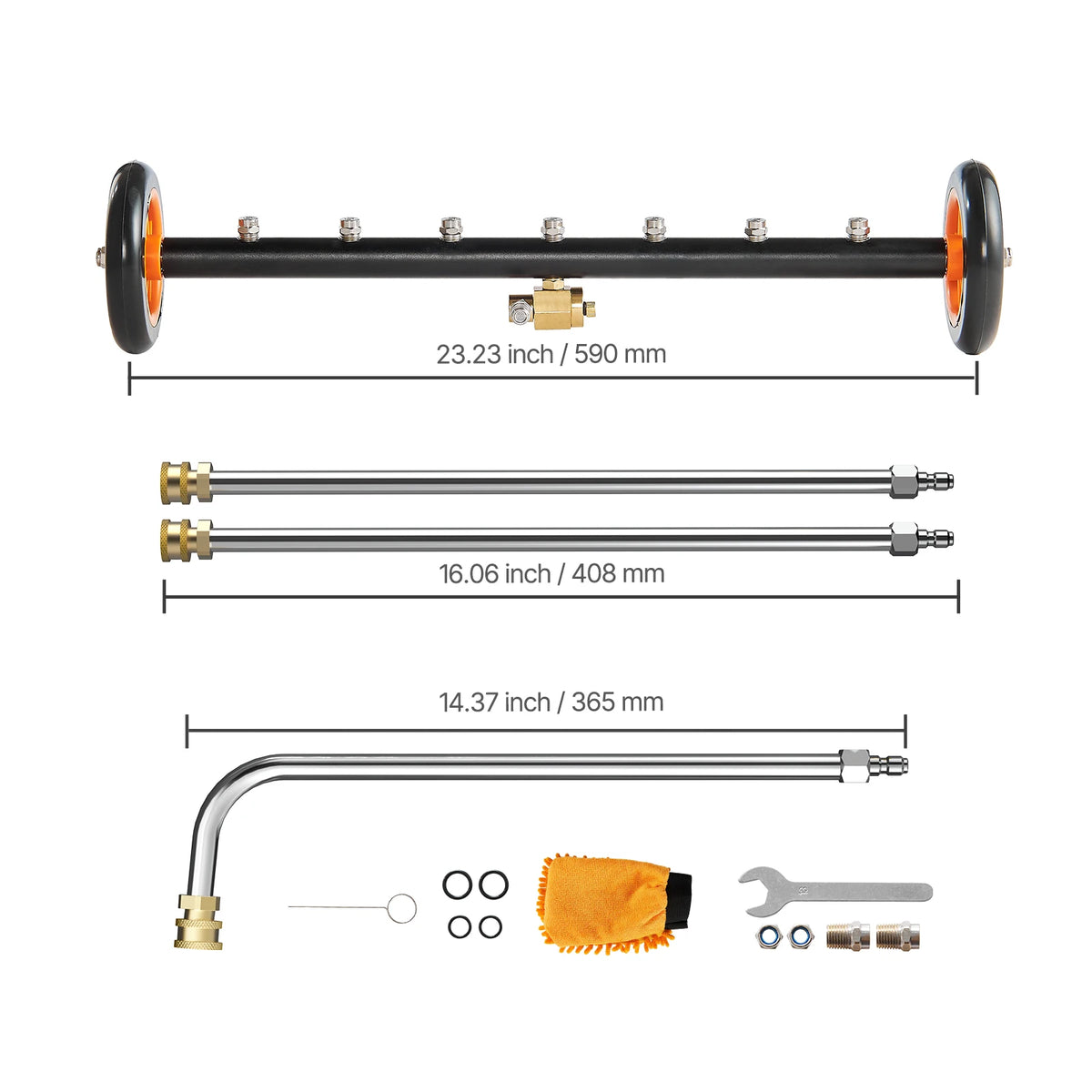 SucceBuy 16/24" Pressure Washer Undercarriage Cleaner Steel Surface Cleaner for Pressure Washer 4000 Max PSI for Driveway