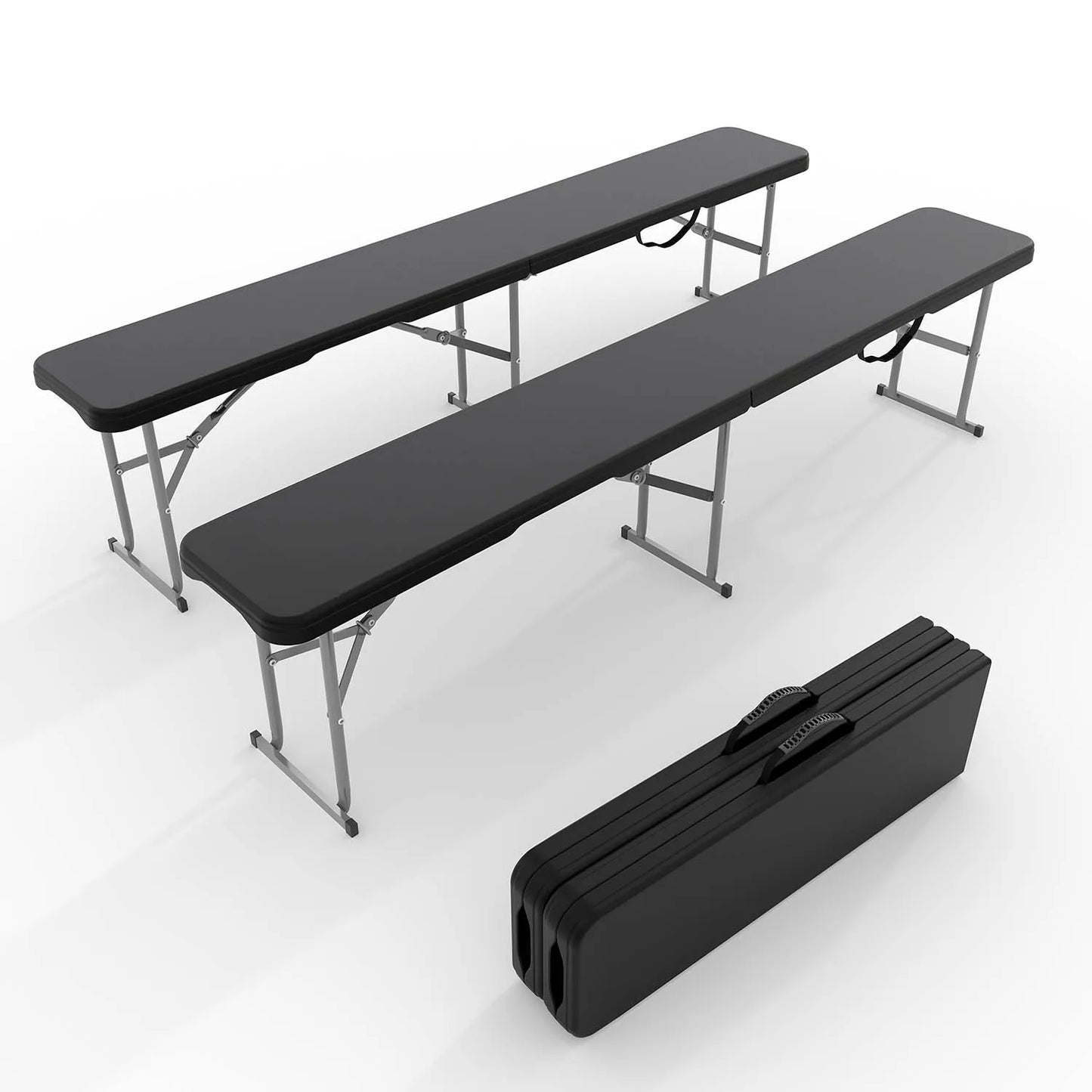 1Pc/2Pcs Heavy-Duty 6FT Portable Folding Outdoor Bench – Durable HDPE Top, Steel Frame, Lightweight with Carry Handle – Weather Resistant, Collapsible Seating Long Bench for Picnic, Camping, Patio, Garden, Sports Events