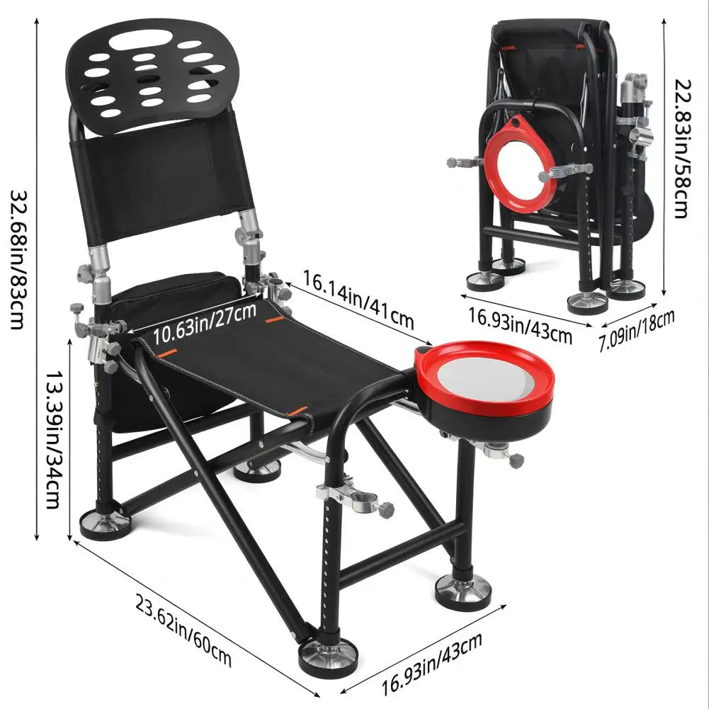 Adjustable Folding Fishing Chair With Backrest And Rod Holder