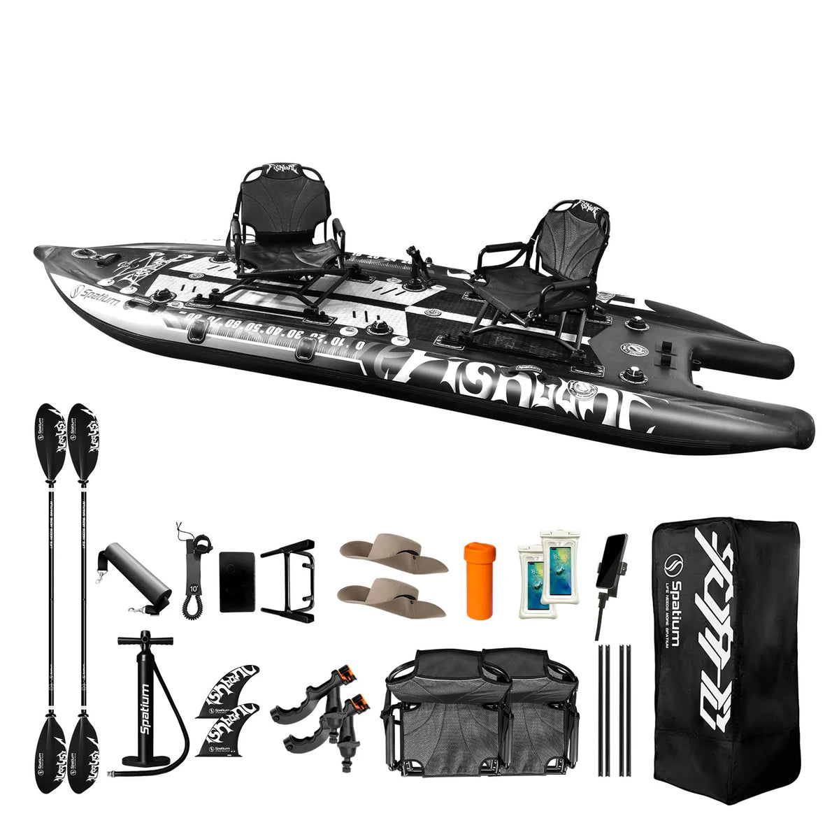 Spatium Inflatable Fishing Paddle Board Triple Chamber With Motor