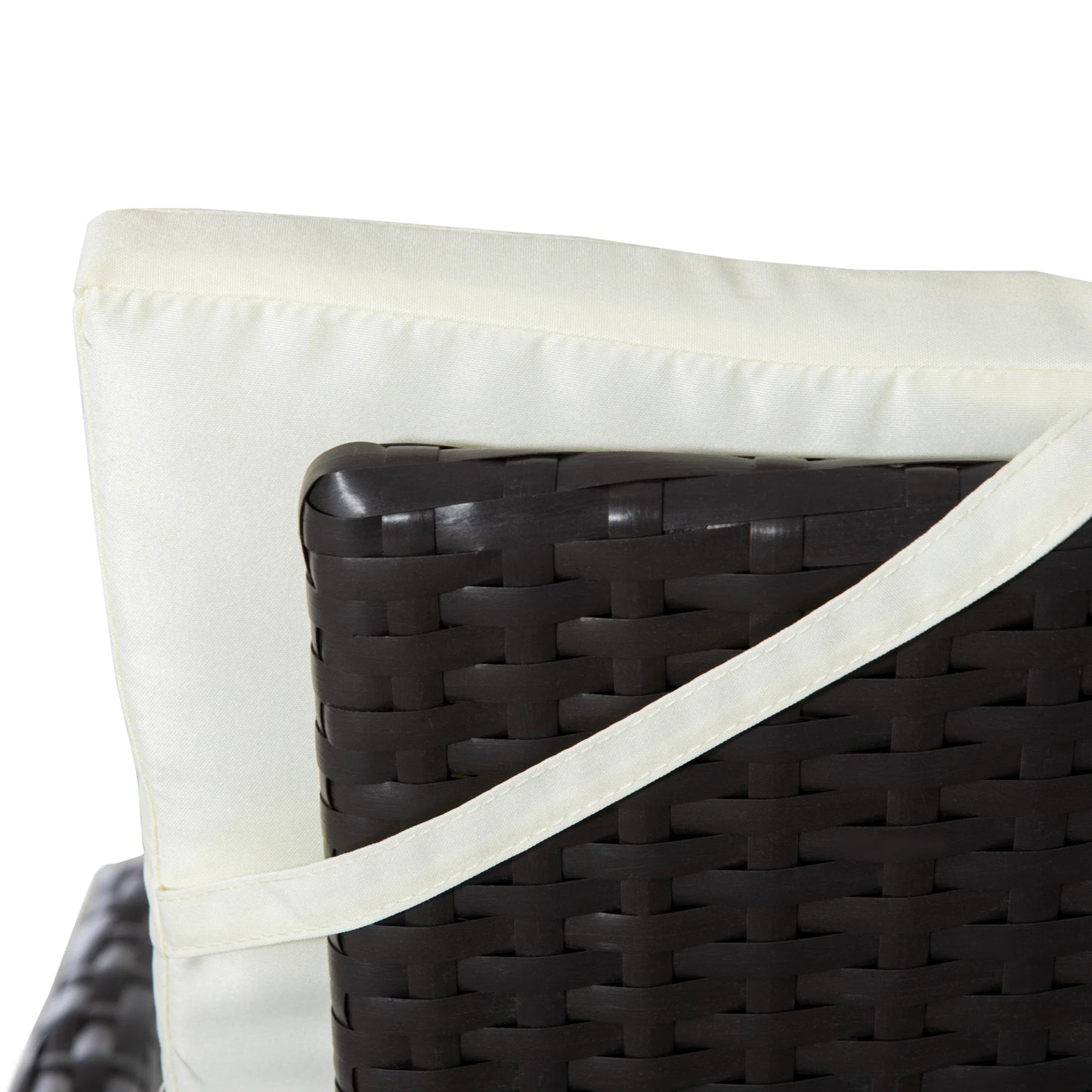 3pcs Patio Reclining Chair Set Rattan Wicker Furniture, Armchairs, Table, White