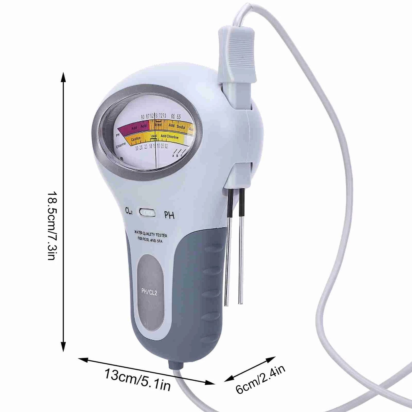 PC‑102 CL2 Chlorine & PH Tester Swimming Pool Spa Water Quality Analyzer with Probe Spa Chlorine Tester