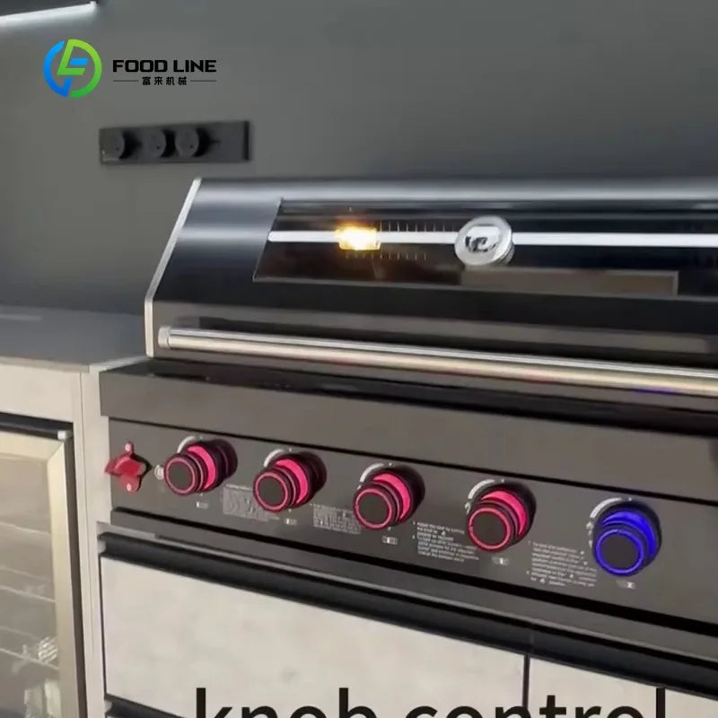 Stainless Steel Outdoor Kitchen BBQ Grill With Waterproof Storage Shed