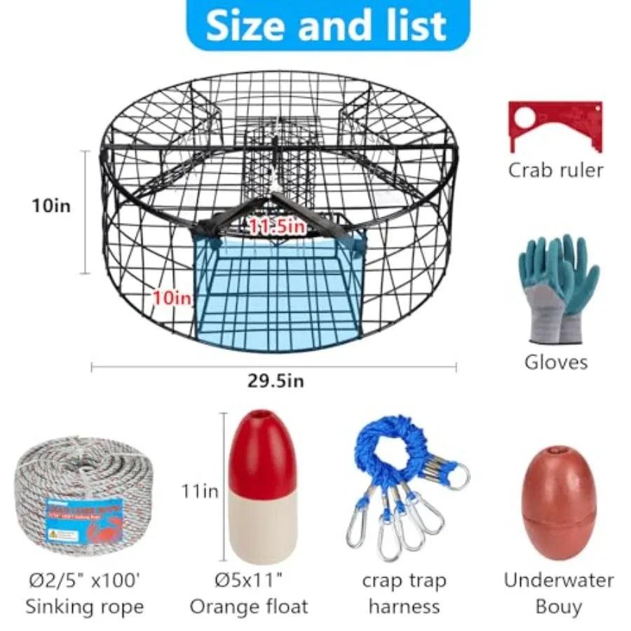 Heavy Duty Vinyl Coated Steel Crab Trap For Pacific Crabbing
