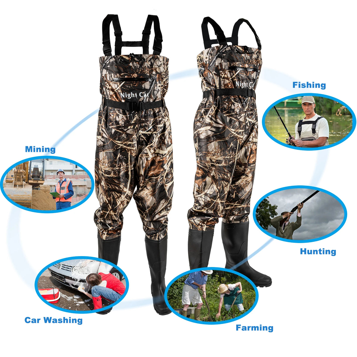 Waders Men with Boots for Fishing Waterproof Chest Wader Nylon&PVC Hunting Well