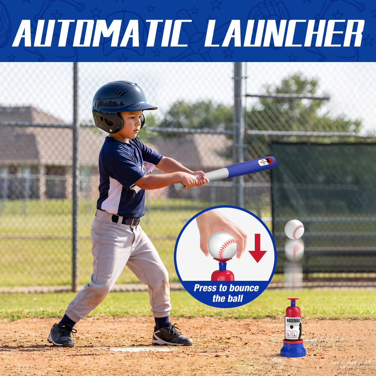 Hyes 3in1 Baseball Pitching Machine And Tee Stand For Kids