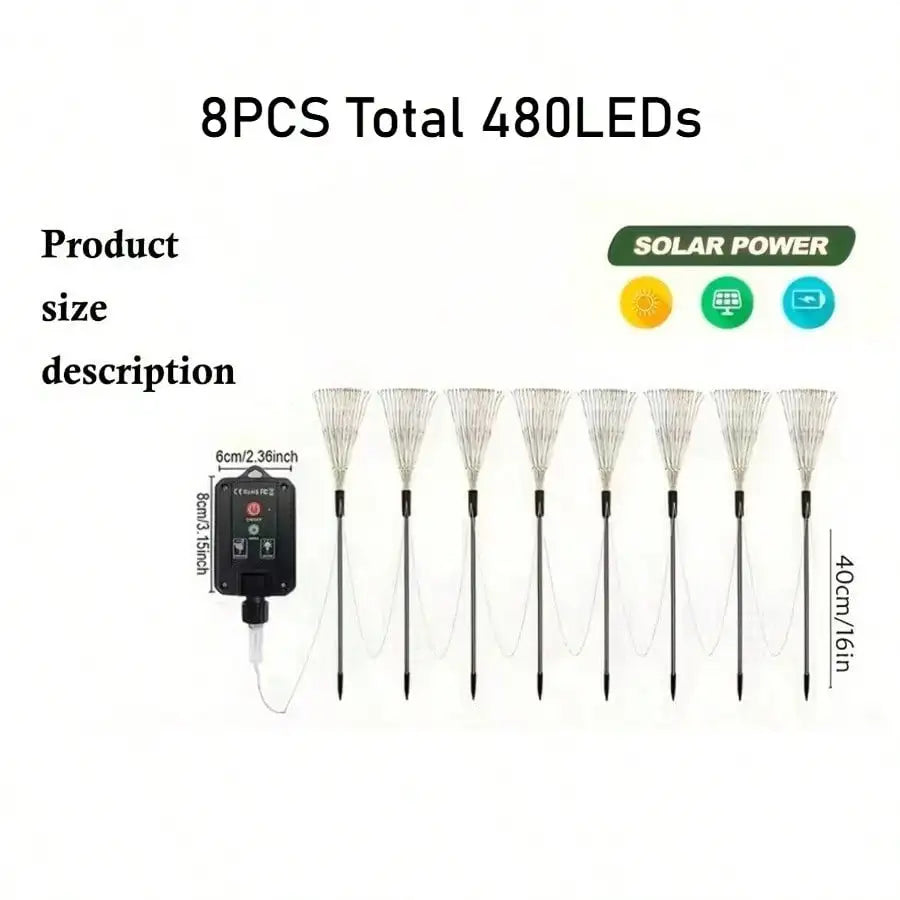 Solar Powered LED Firework Garden Lights Eight Modes IP65 Rated