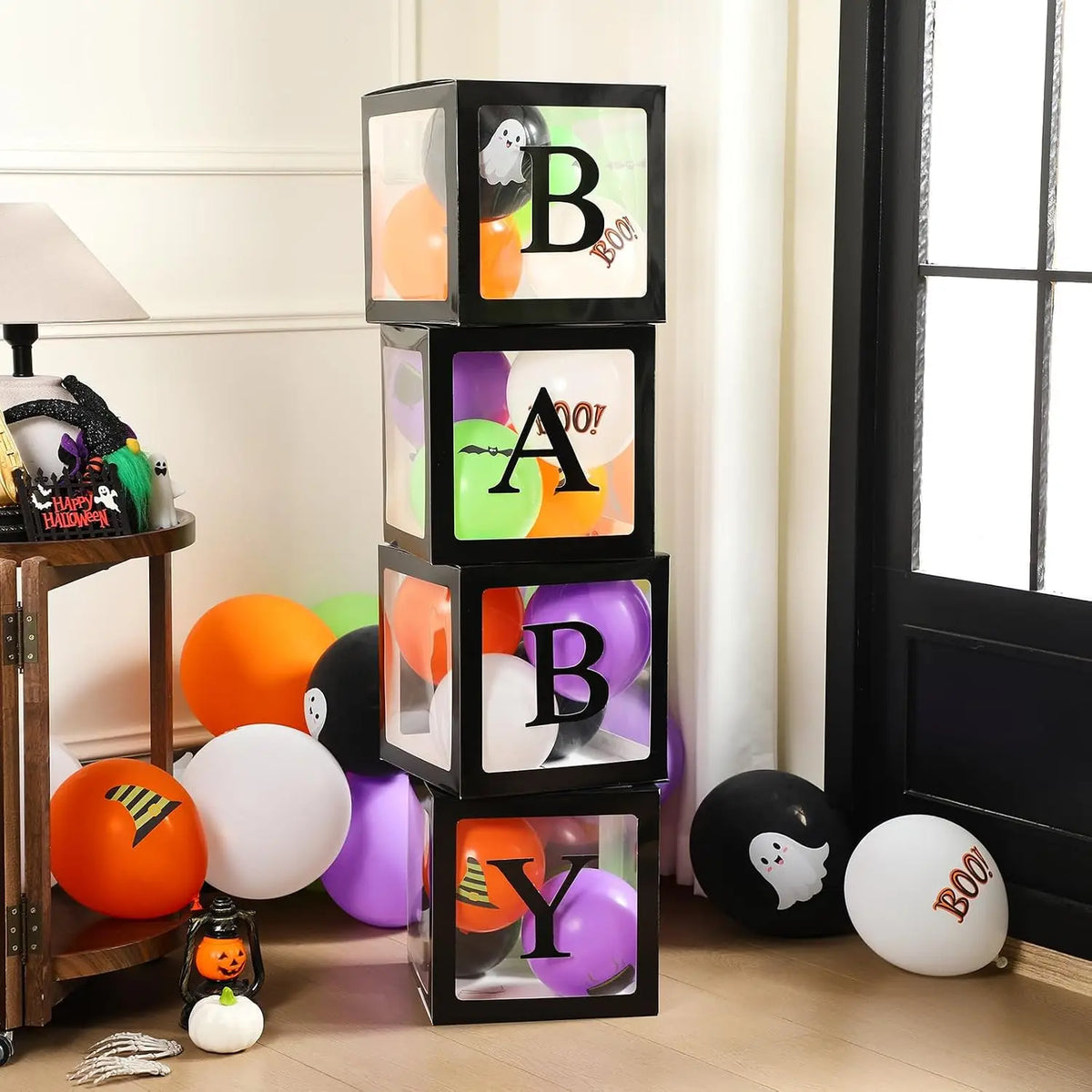 Jenaai Halloween Baby Shower Balloon Boxes With BABY Letter Decorations
