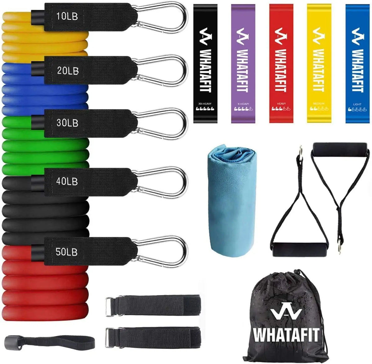 WHATAFIT Resistance Bands With Handles for Strength Training and Fitness
