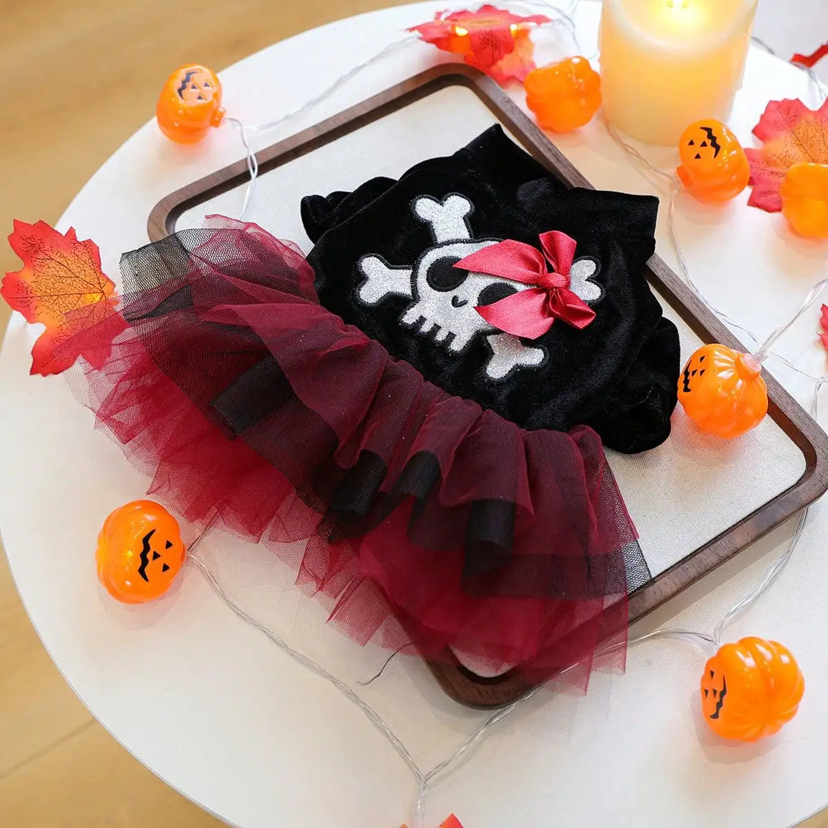 Halloween Skull Pattern Tulle Dress Costume For Dogs And Cats