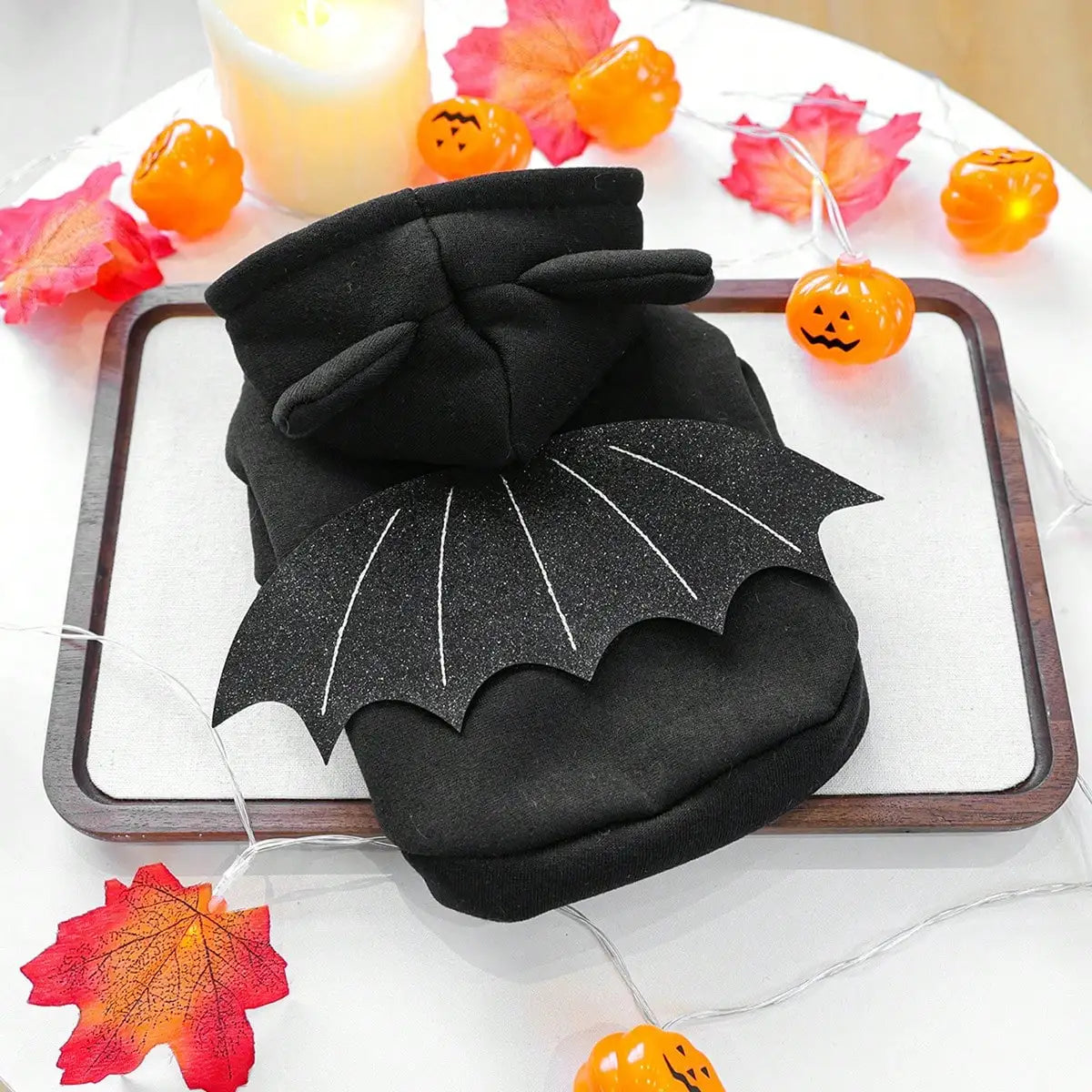 Funny 3D Bat Wings Dog Halloween Costume Holiday Hoodie