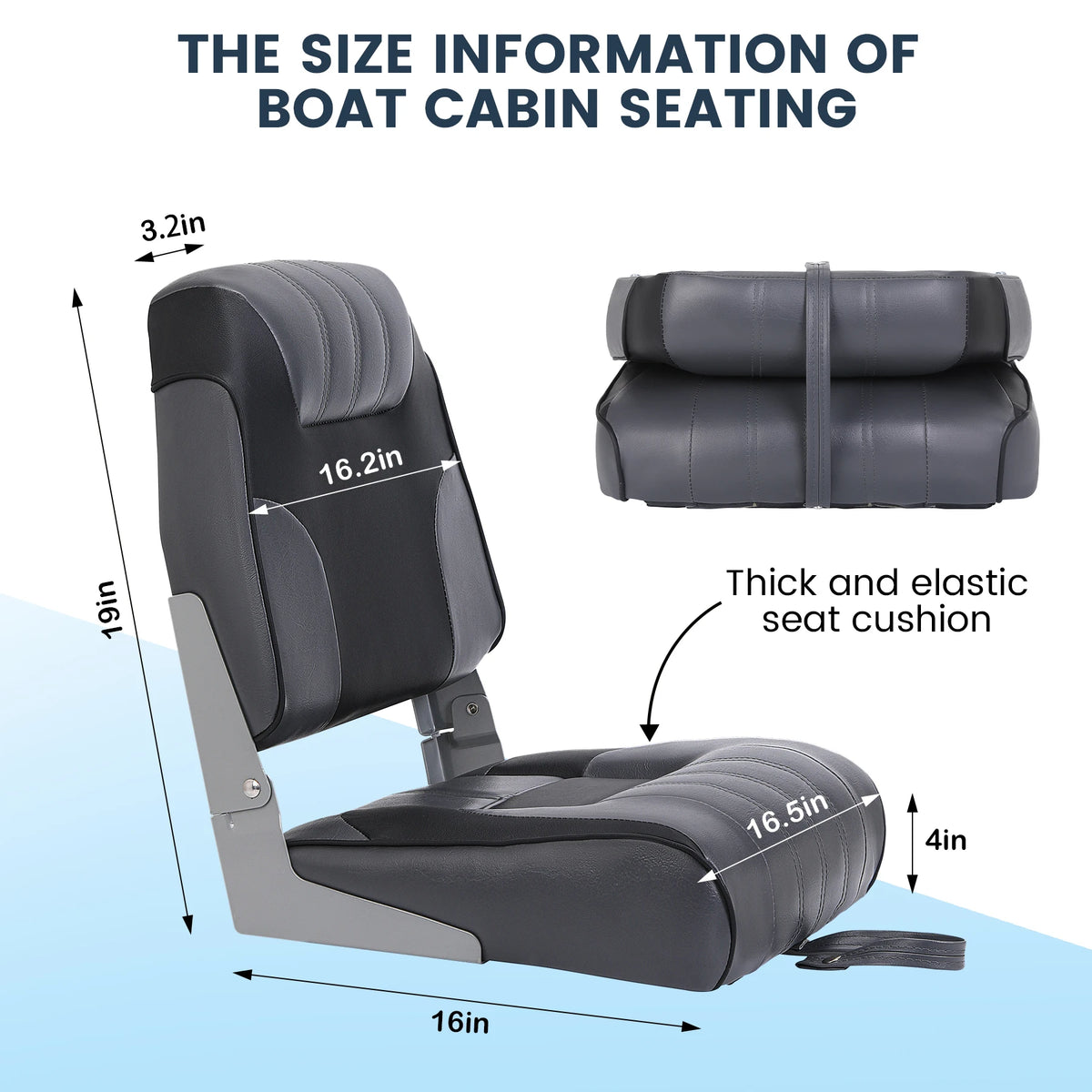 Padded Folding Boat Seat Weather Resistant Captain Fishing Chair