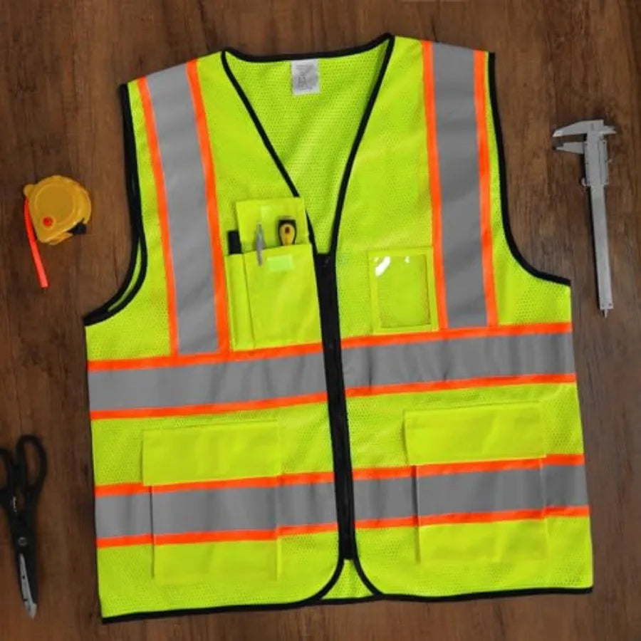 High Visibility Mesh Safety Vest With Reflective Strips For Work