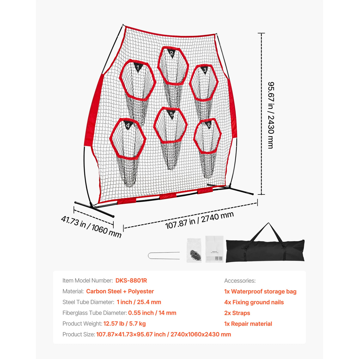 SucceBuy Football Throwing Trainer Net With Target Pockets for Practice