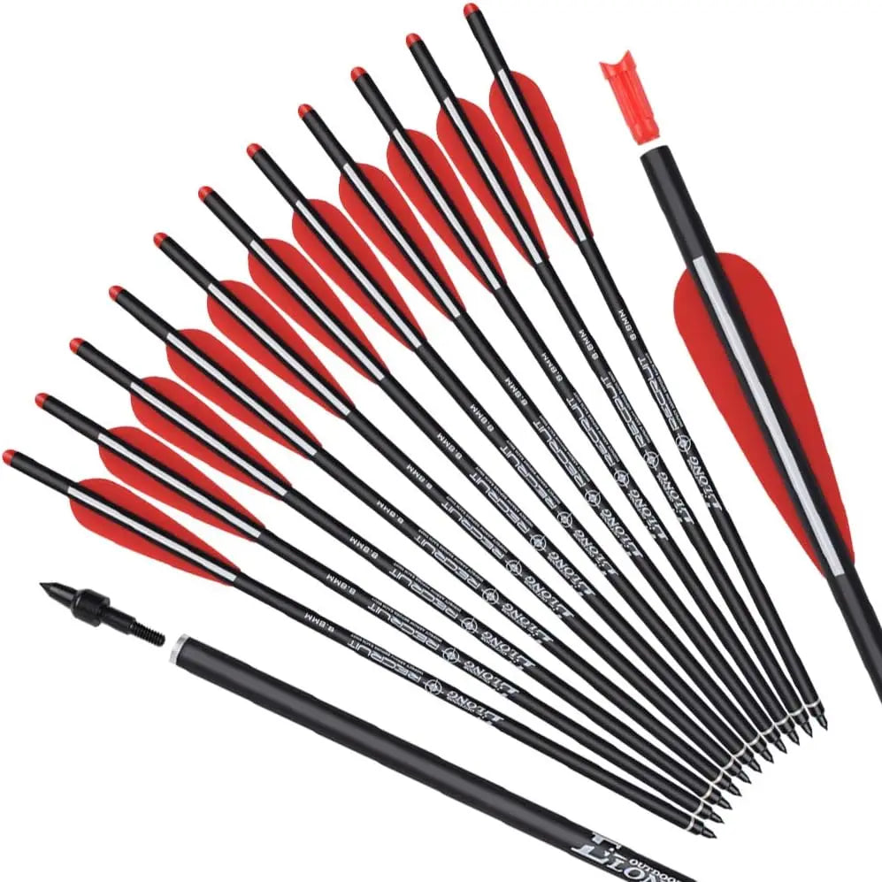 12pcs Crossbow Bolts Carbon Arrows 20 22 inch Hunting Archery Arrows with 3.8" vanes and 100 Grains Replaced Arrowhead Tips