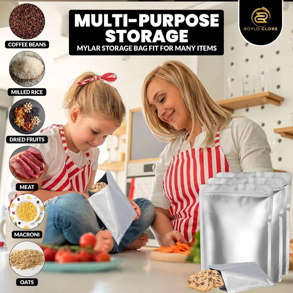 Robust Mylar Food Storage Kit With Oxygen Absorbers And Clips