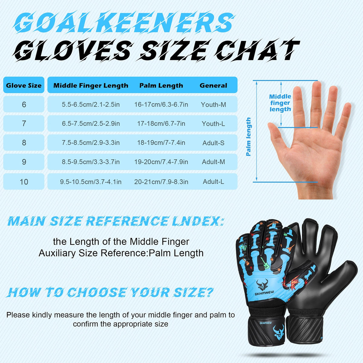GKHMNEW Fingersave Goalkeeper Gloves Breathable Soccer Goalie Gloves