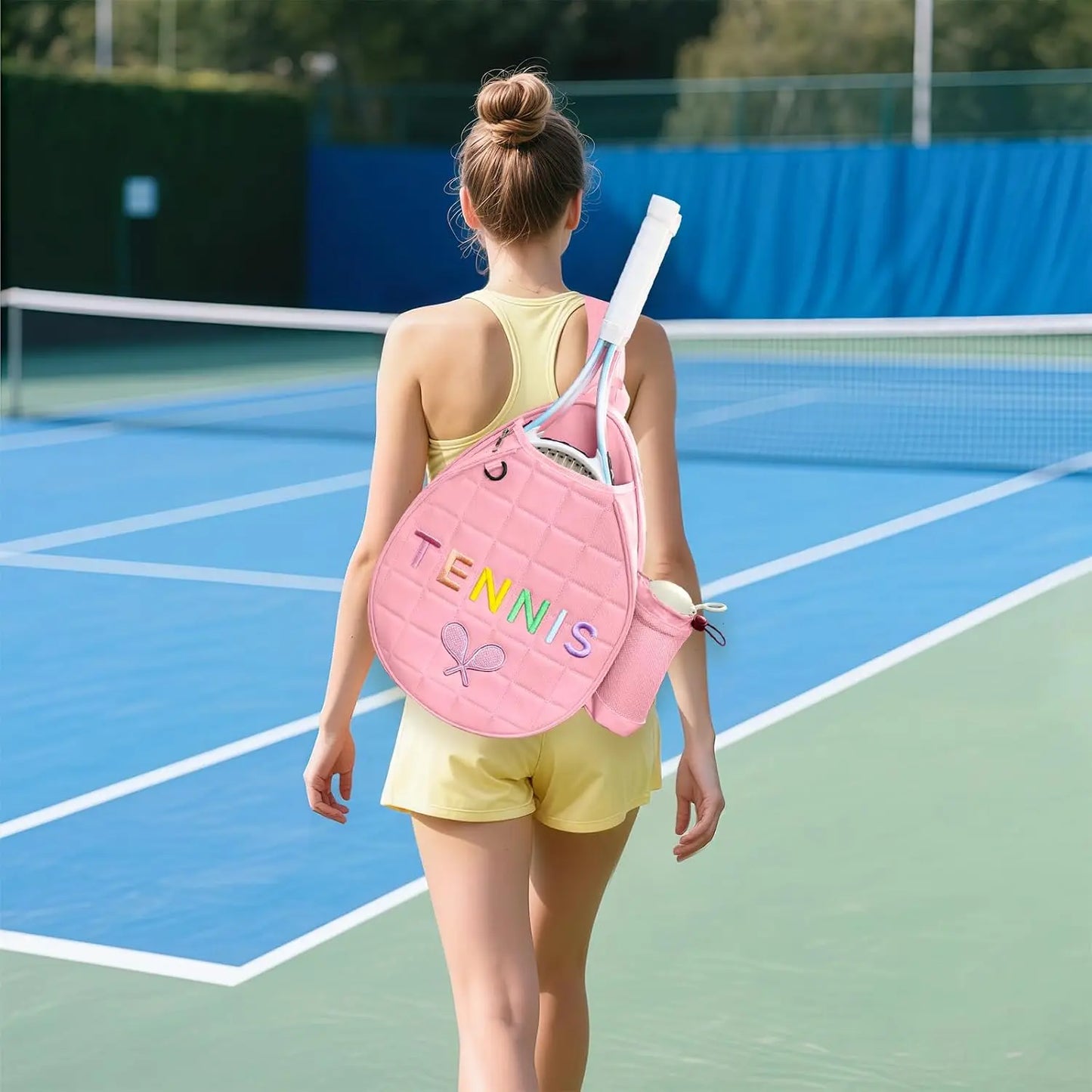 Water Resistant Tennis Sling Backpack Adjustable Pickleball Racket Bag