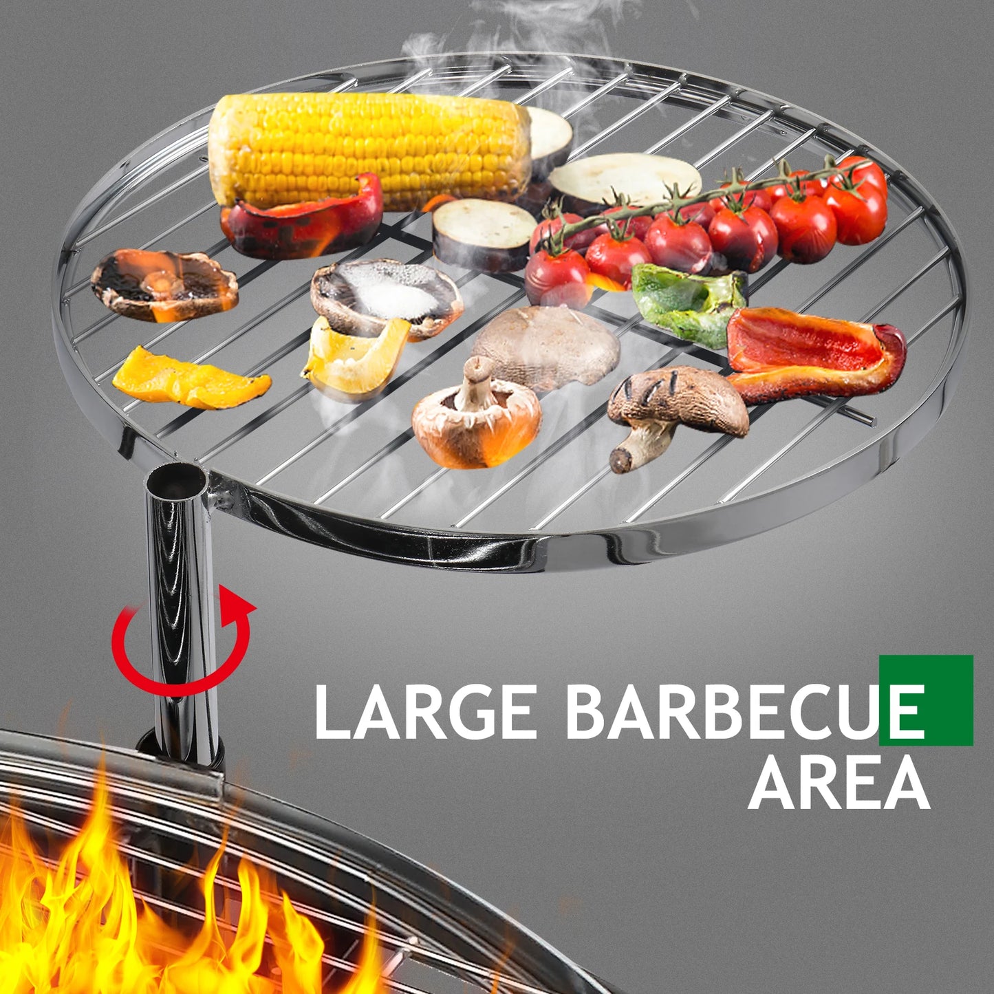 85 x 85 x 108 cm Round Iron Spray Grill Black Heavy Duty Portable for Outdoor Camping BBQ Backyard Cooking