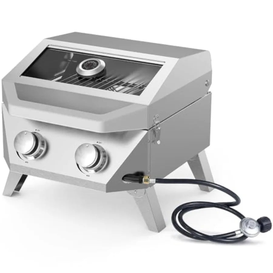 Dual Fuel Gas And Charcoal Grill With Cast Iron Griddle