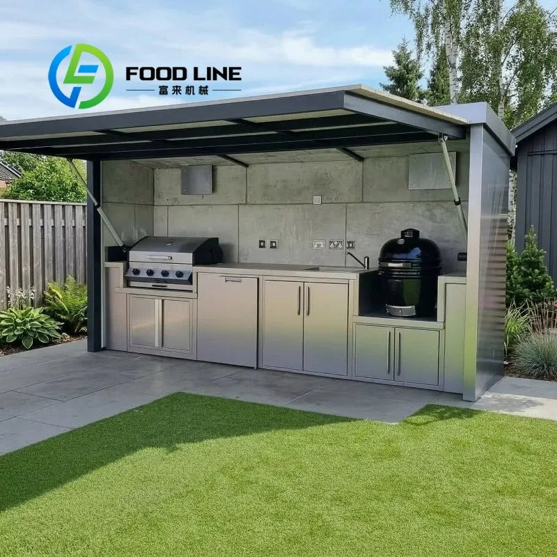 Durable 304 Stainless Steel Outdoor BBQ Kitchen Shed Set