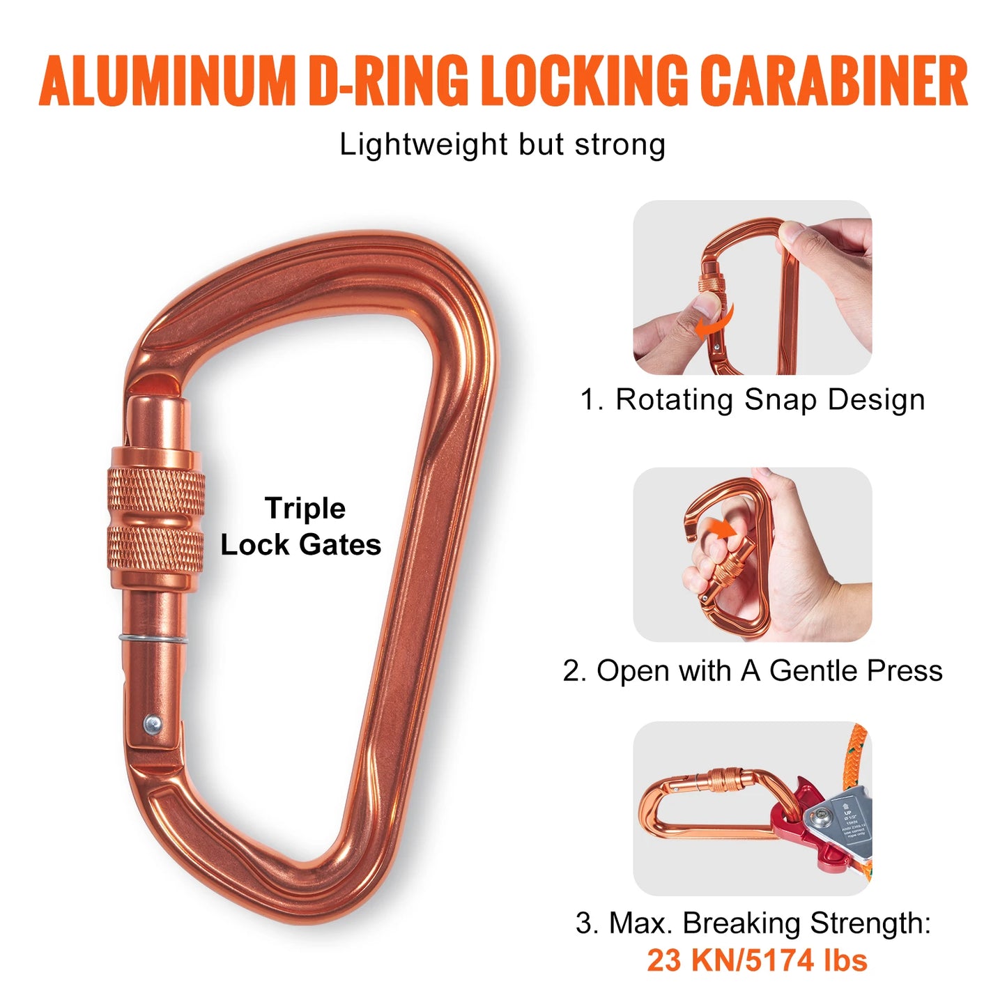 Steel Wire Flip Line Kit Snap Hooks Rope Grab Tree Climbing Accessories