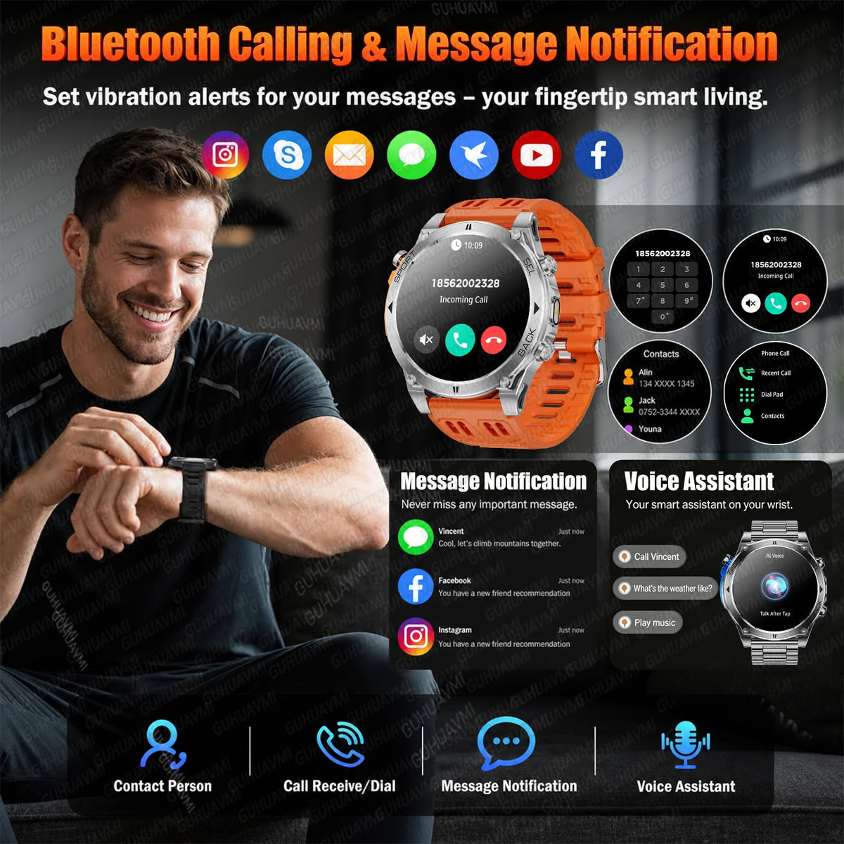 T-RX4 Rugged Outdoor GPS Smartwatch with Compass Altimeter and Barometer